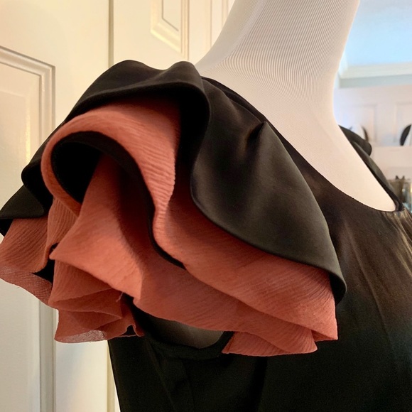 Miguelina Stretch Silk flutter sleeve top - Picture 1 of 3